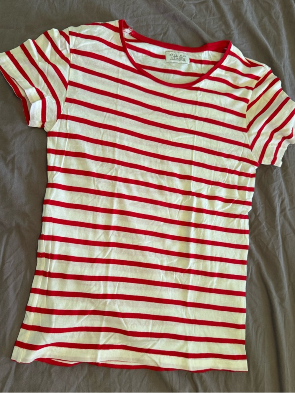 Zara Man Sport Moda Red and White Striped Nautical t-shirt (Size Small)